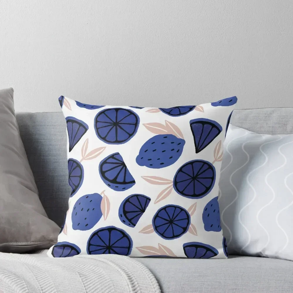 

Blue Lemon Pattern Throw Pillow Luxury Cushion Cover Decorative Cover For Living Room christmas ornaments 2025 Plaid Sofa pillow