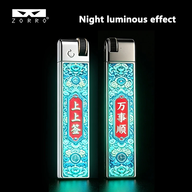Zorro Z867 Luminous Grinding Wheel Lighter, Slim and Small Creative Metal Lighter, Portable Smoking Accessory, Collectible Gift