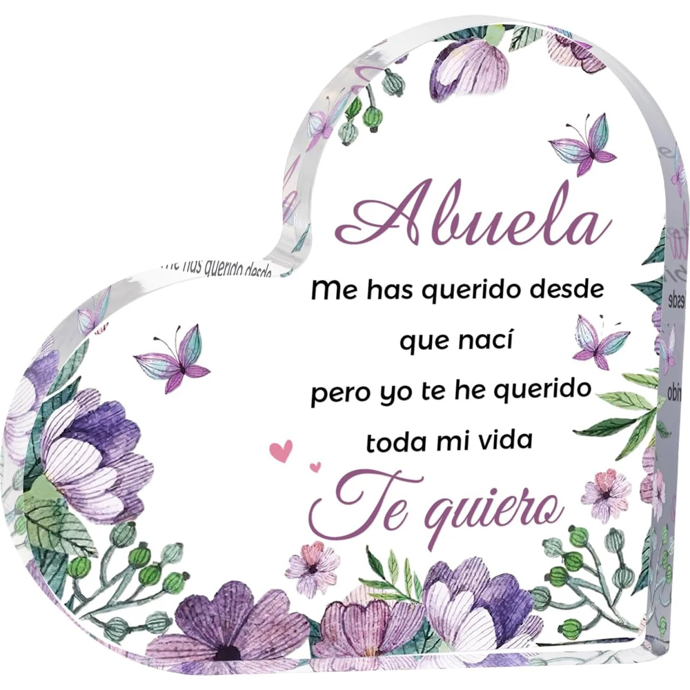 Placa Acrílica Plana 2D, Regalo para Abuela, Placa de Cumpleaños para Abuela, Regalos de Cumpleaños, Regalos del Día de la Madre, Regalos de Jubilación para Abuela