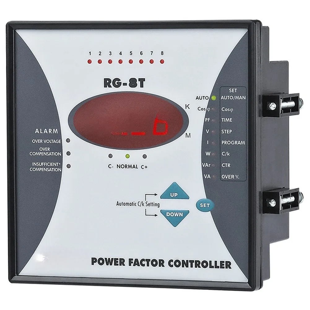 Power Factor Controller RG-6T RG-8T RG-12T 220V 12 Level Adjustment Auto Manual Mode For Industrial Reactive Power Compensation