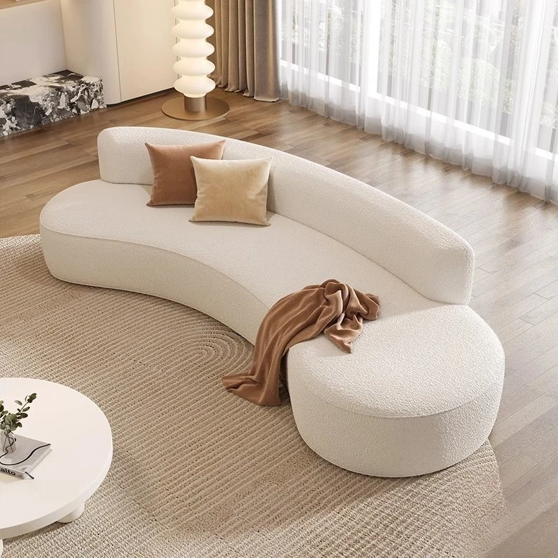 

Reception Curved Sofa Lamb Fleece Cream Beauty Salon
