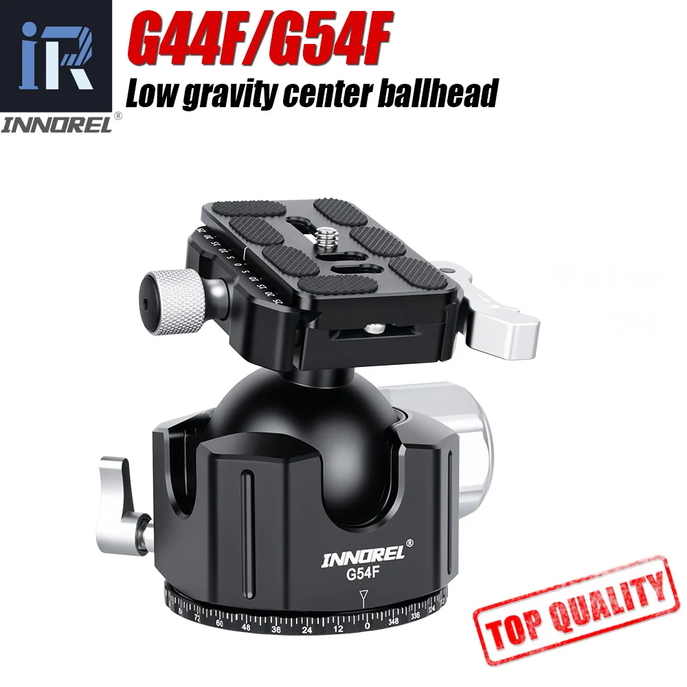 44/54mm Ball Head Quick Locking Low Profile, Panoramic CNC Metal Arca Swiss, Heavy Duty Tripod Shooting DSLR Camcorder Telescope