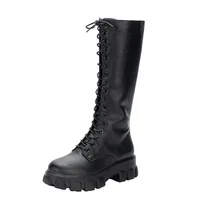 Women's Mid Calf Boots Padded Shoes Knee High Winter Sneakers Punk Style Military Casual White Black 2024 Lucury Platform Woman - Image 5