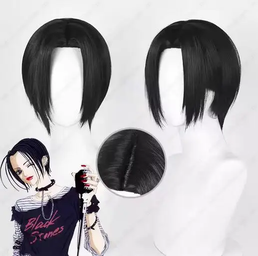 Anime NANA Nana Osaki Cosplay Wig 28cm Black Short Wigs Heat Resistant Synthetic Hair