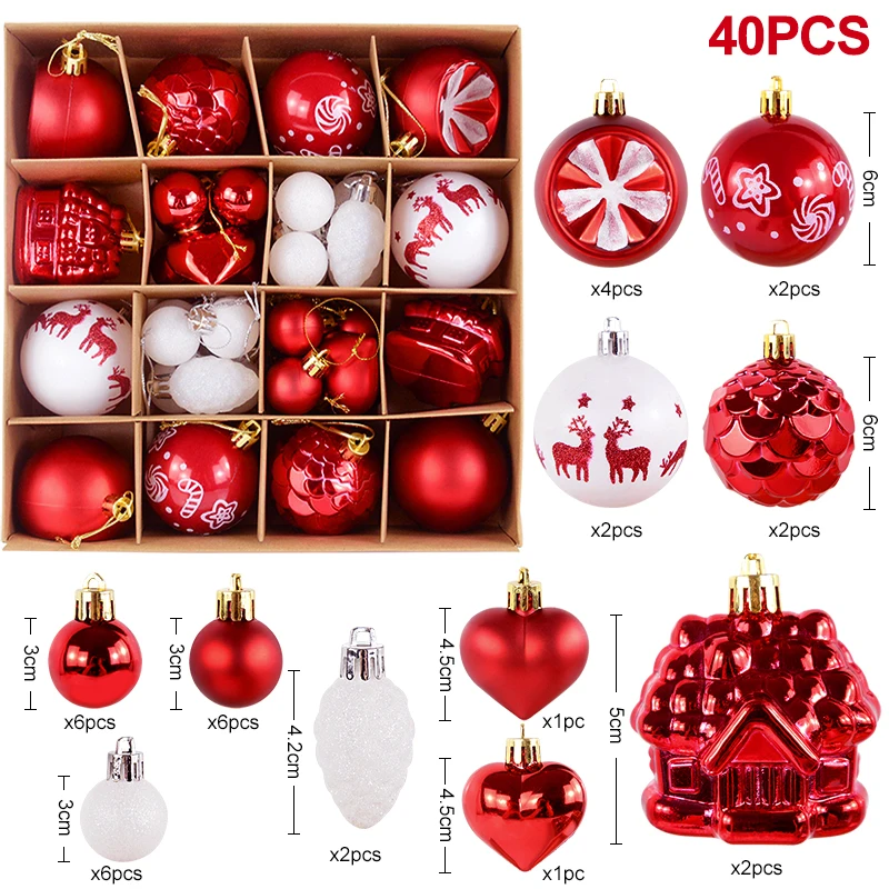 6CM Christmas Ball Ornaments Big Xmas Tree Hanging Pendant Snowflake Merry Christmas Decoration for Home 2024 Noel New Year Gift