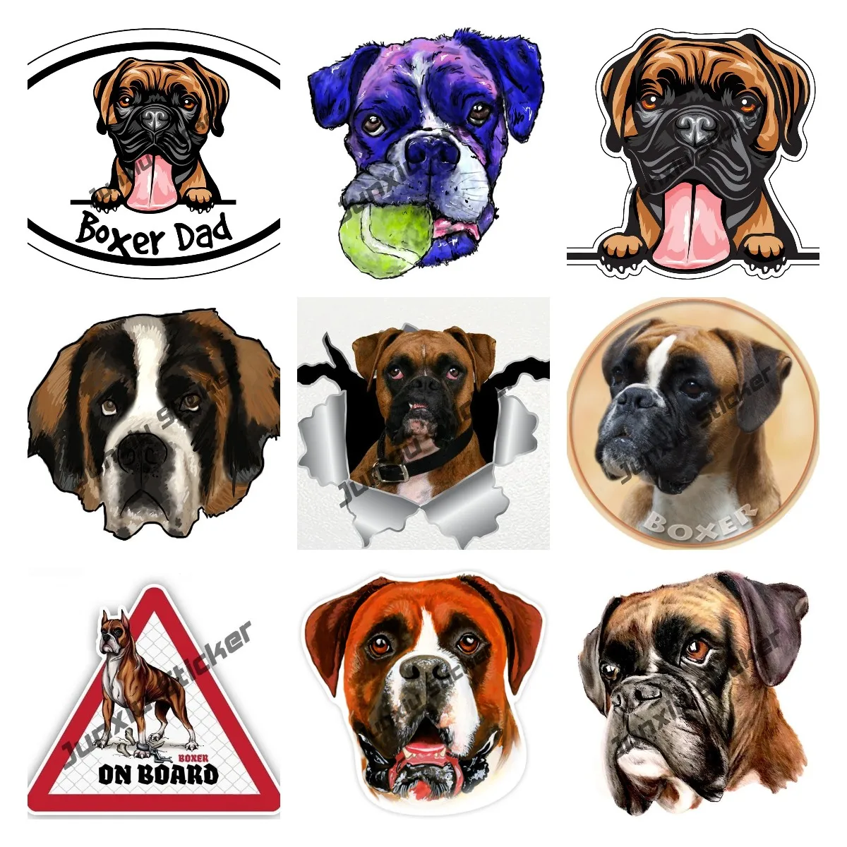 Cartoon Animal Decals Boxer Dog Car Decal Boxer on Board Dog Sticker Breed Refrigerator New Version Decal Motocross Racing Decor