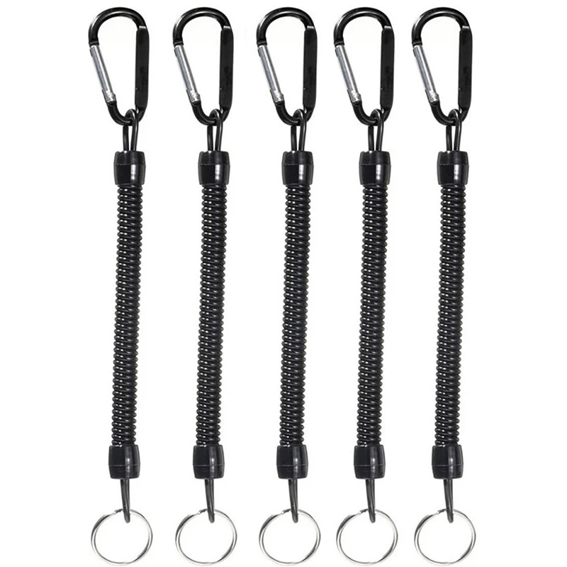 5Pcs Fishing Lanyards with Carabiner Boating Ropes Retention Ropes Holder Pliers Lip Fishing Tackle for Safe Keeping Fishing Rod