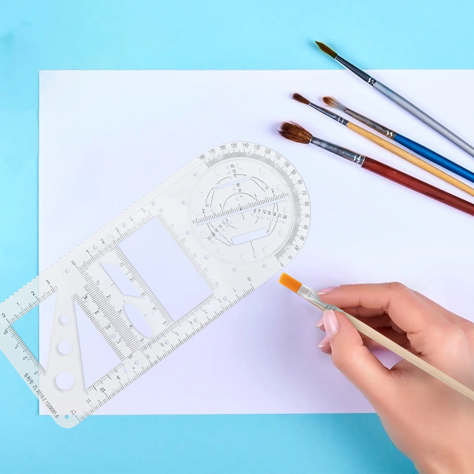 Geometric Drawing Ruler Set Premium Plastic Measuring Craft Ruler for School Exam Drawing Templates Students Stationery Supplies