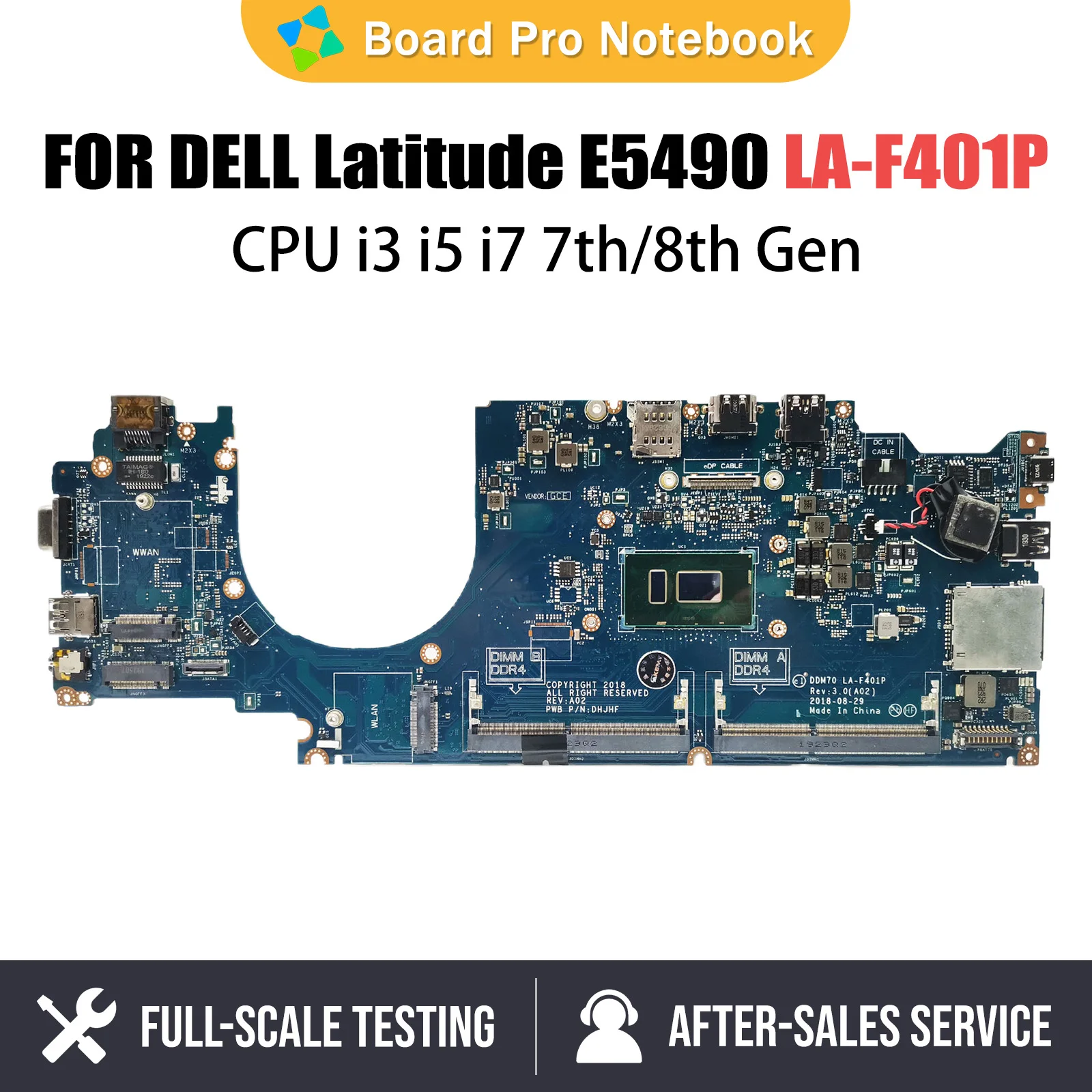 

Laptop Motherboard For Dell Latitude E5490 0C08DH LA-F401P 0NJFT2 0M71FV 08KN1W 0C08DH Notebook Mainboard i3 i5 i7 7th 8th Gen