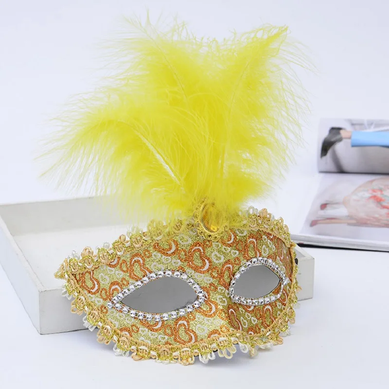 Side Flower Feather Mask Cosplay Masquerade Princess Eye Mask Party Half Face Masks