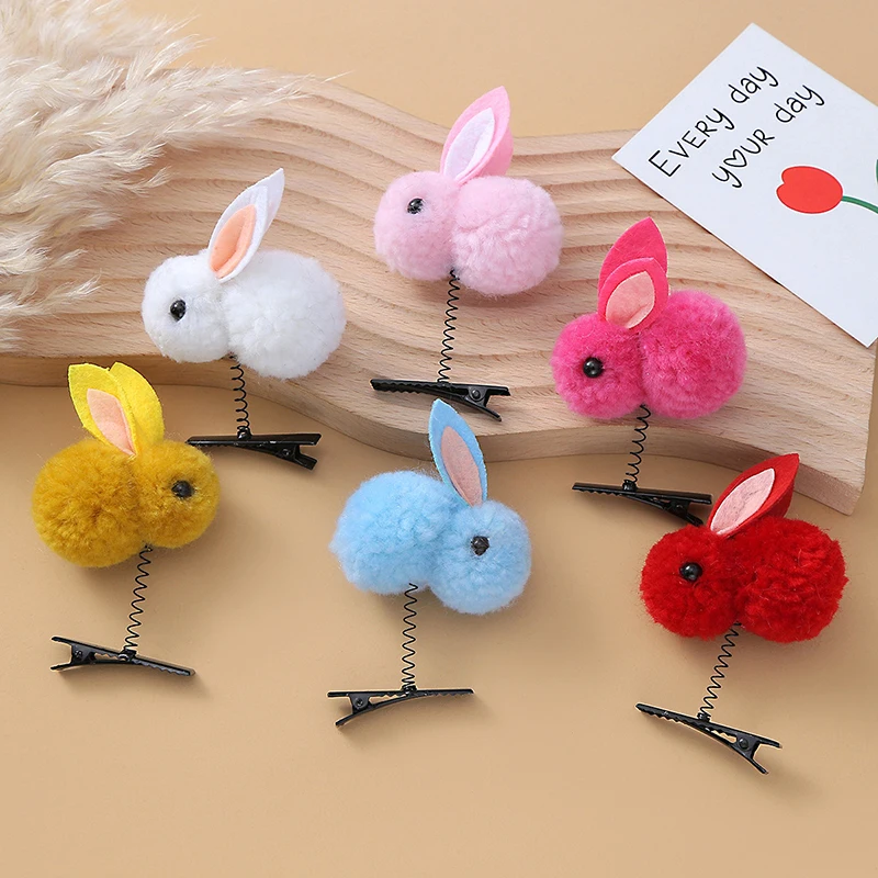 NEW Cartoon Funny Children 3D Little Rabbit Plush Hairpin Fashion Animal Duckbill Clip Accessories Headwear Wholesale