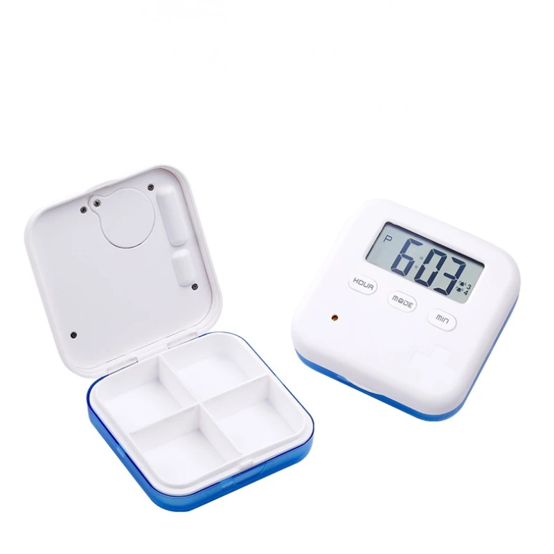 Portable Mini Pill Box Timed Reminders Compartments Pill Organizer Electronic Reminder Pill Box with Timer Five-Group Alarm