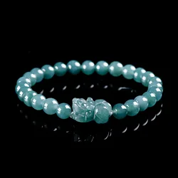 A-goods Jadeite Blue Water Ruyi Bravery Bracelet Ice Jade Couple Men and Women Fashion Single Circle Charm Jewelry Bracelet