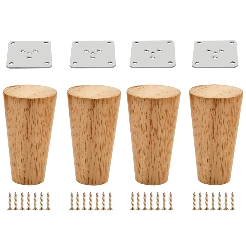 

4pcs Furniture Legs Set of Round Solid Mid Century Couch Feet Replacement Legs for Sofa Dresser Cabinet Bed Home DIY Table Feet