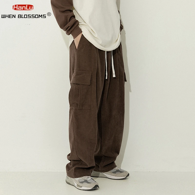 

Men's Hip Hop Corduroy Jogging Cargo Pants Loose Casual Retro Streetwear Harajuku Trousers Neutral Fashion Sweatpants