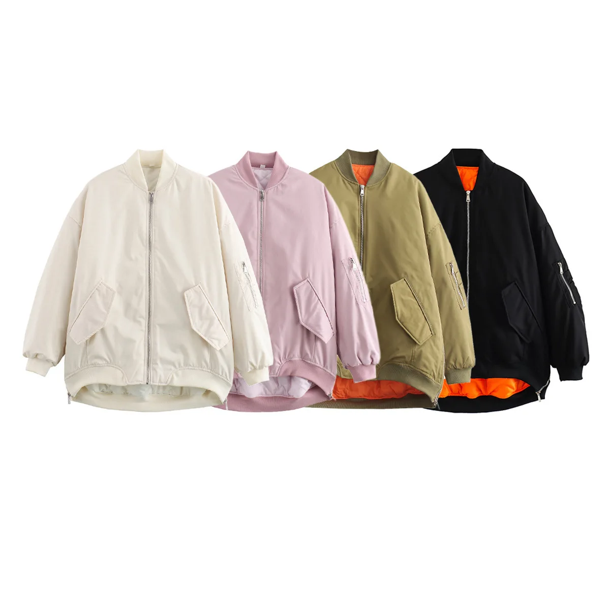 Veste ample en coton pour femme, manteau en coton avec fermeture éclair, automne et hiver 2025