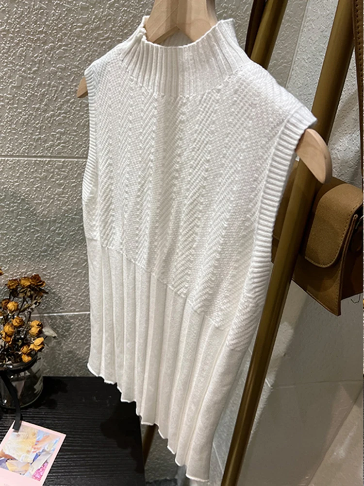 Korea Knitted Vests Women Top Turtleneck  Solid Tank Blusas Y2K 2024 Summer New Fashion Female Sleeveless Casual Thin Tops