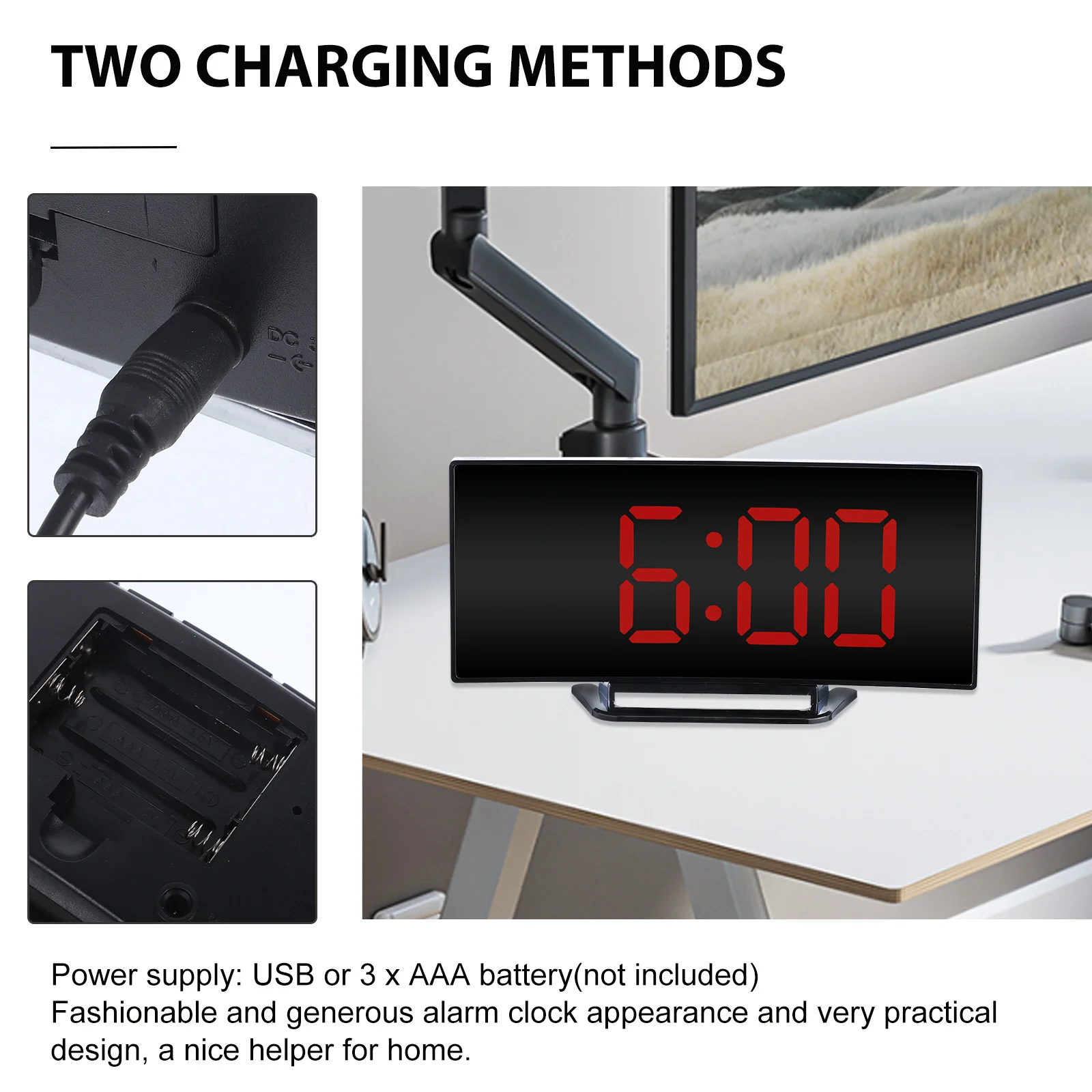 

1 set Digital Alarm Clock Mirror Screen Led Display For Bedroom Desktop Multi-Functional Indoor Clock Modern Home Decor Compact