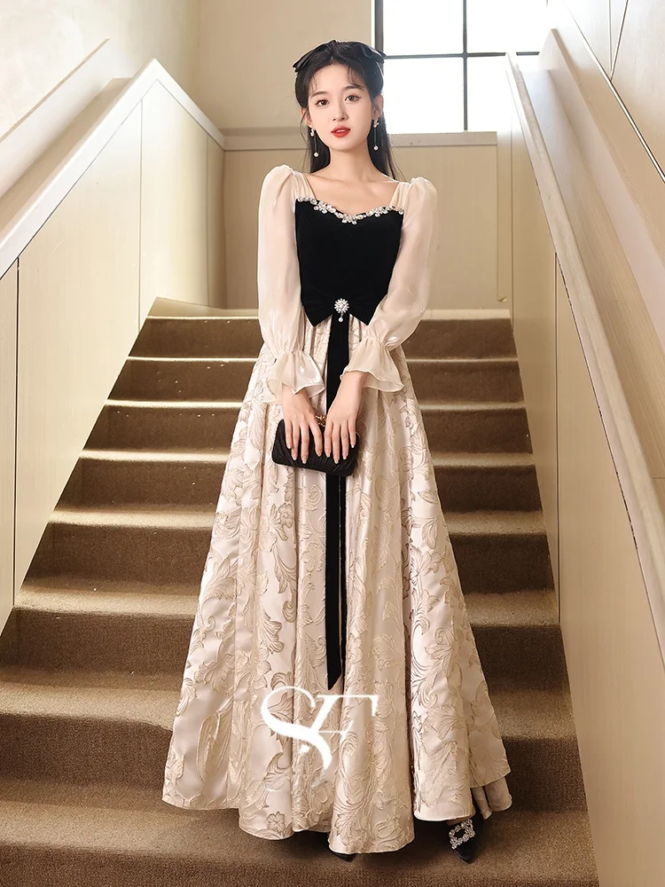 

Элегантное вечернее платье с длинным рукавом для женщин, новинка 2026 года, банкетное, класса люкс, для взрослых, модное, для торжественных мероприятий