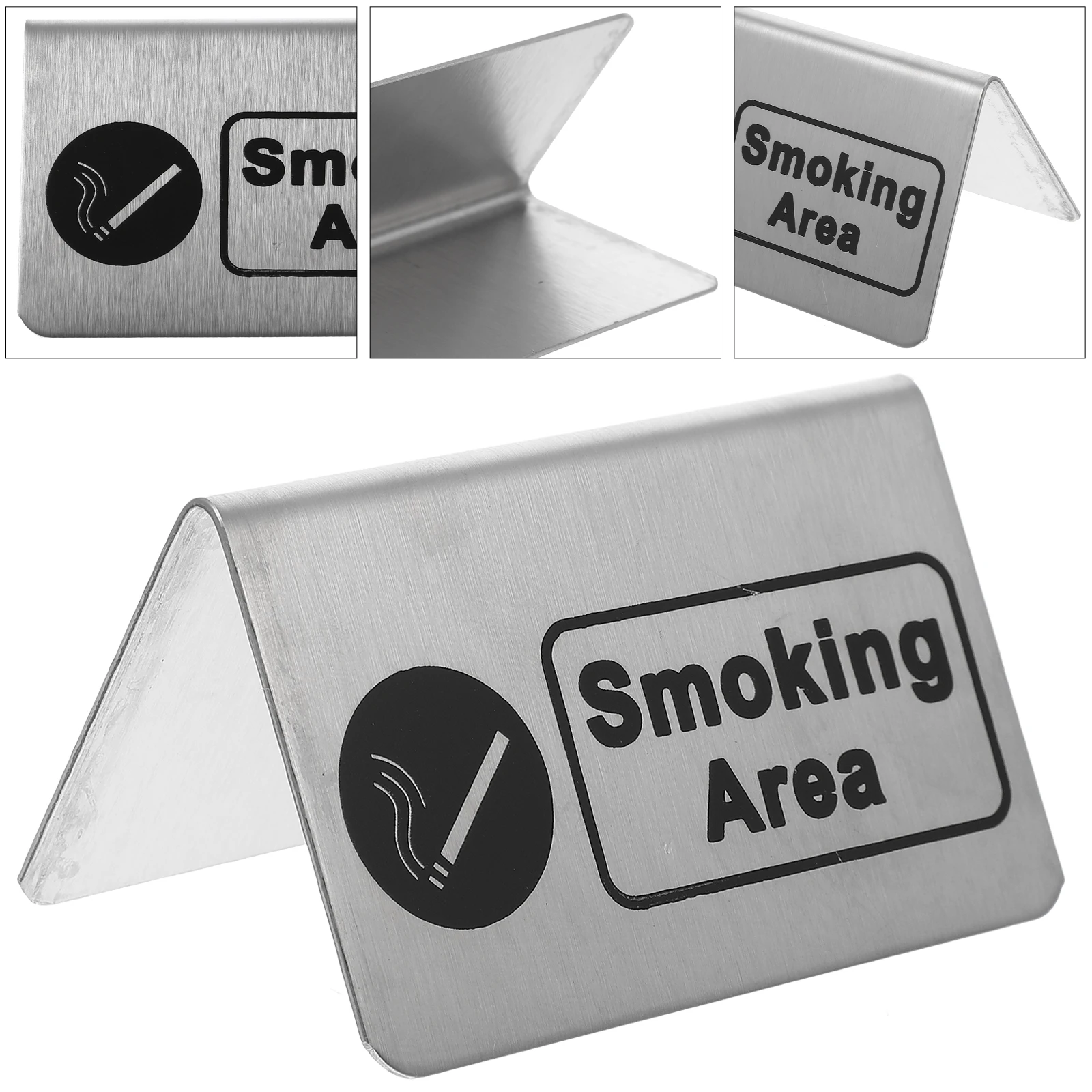 Smoking Area Sign Stainless Steel Restaurant Banquet Labels No Smoking Indicator Plate Decorative Plates Practical Simple