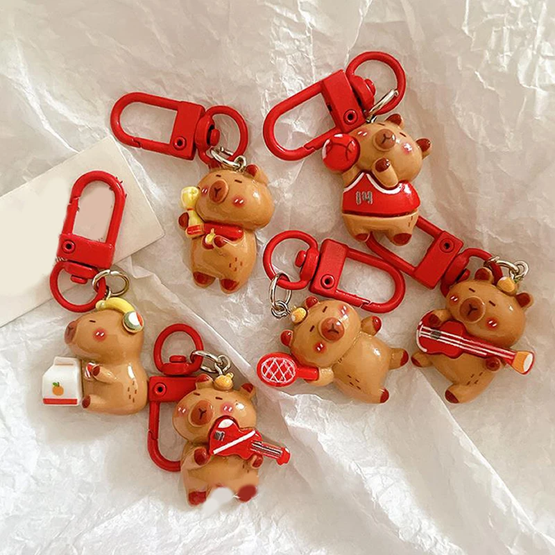 Cartoon Cute Capybara Keychain Bag Pendant Funny Backpack Hanging Ornament Fashion Charm Creative Unisex Accessories Friend Gift