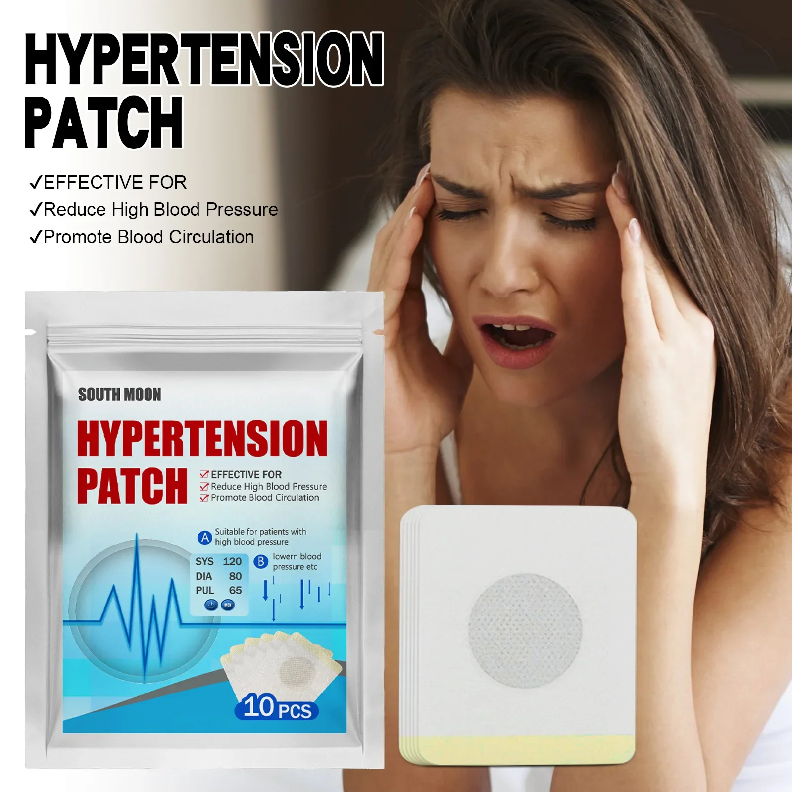 20pcs High Blood Pressure Patch Headache Calming Patches Clean Blood Vessel Reduce Sugar Diabetes Acupoint Medicine Plaster