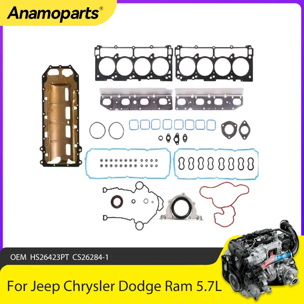 

Engine Parts Full Gasket Set Fit 5.7 For 09-20 Jeep Commander Chrysler Aspen Dodge Durango Ram 1500 2500 3500 5.7L V8 OHV HEMI