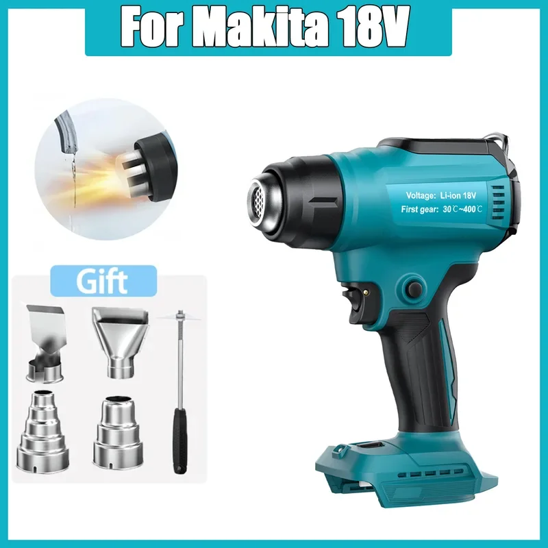 

Cordless Heat Gun For Makita 18V Battery Adjustable Temperature 122℉-1022℉ Portable Battery Heat Shrink Gun With 4Pcs Nozzles