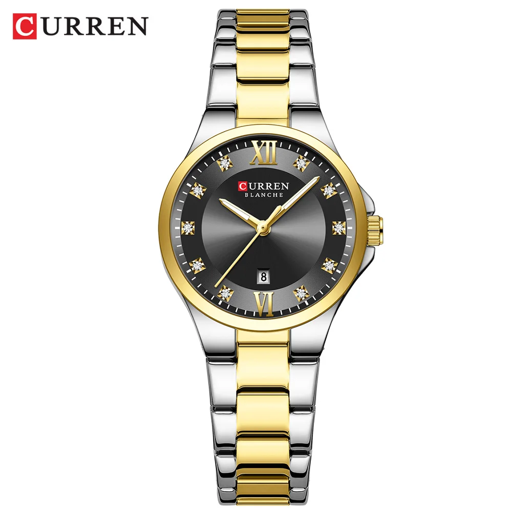 CURREN frauen Luxus Marke Uhren Einfache Quarz Auto Datum Armbanduhr Weibliche Wasserdichte Uhr Leucht Hände 9107 9