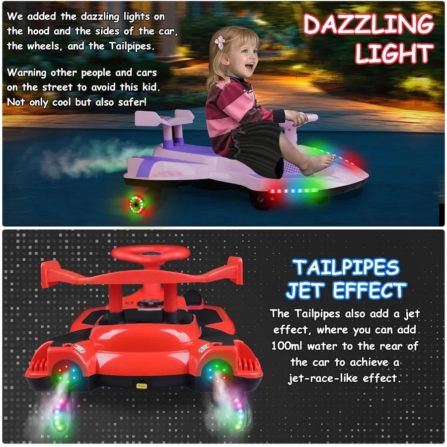 سيارة متذبذبة كهربائية 12 فولت على لعبة سيارة متأرجحة مع دواسة للأعمار من 3 سنوات فما فوق هدايا عيد ميلاد للبنين والبنات مضادة للانقلاب