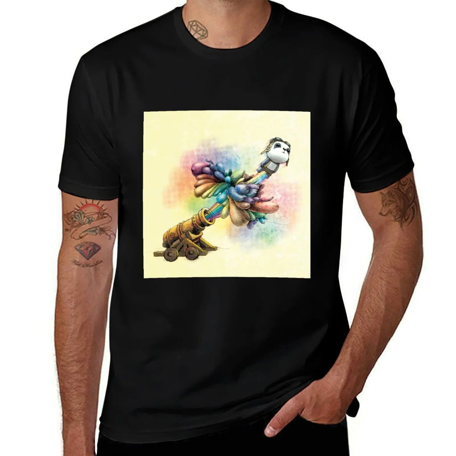 In-Flight Panda T-Shirt Casual Basic Short Sleeve T-Shirt