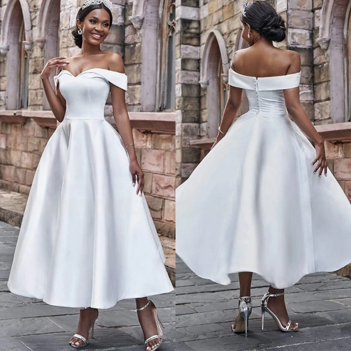 

Customized Exquisite Satin Luxury Wedding Dress Sexy Strapless Modern Sleeveless High Quality Bridal Party Delicate Bridal Gowns