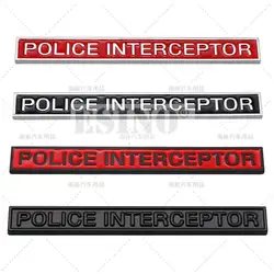 Car Styling 3D Police Interceptor Utility Metal Alloy Adhesive Emblem Rear Trunk Badge Fender Sticker Body Decal for Ford Dodge