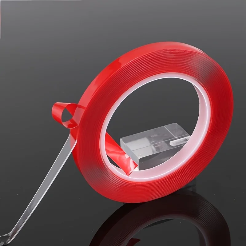 3pcs Red thin double-sided high-viscosity window and door poster adhesive, strong seamless double-sided tape