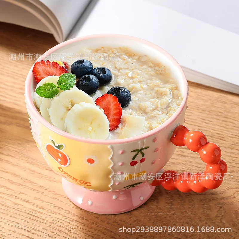 Dolce tazza di ceramica dipinta a mano Simpatico cartone animato Maniglia Colazione Latte Tazza di acqua Bottiglia di tazza per la casa Regali di moda per ragazze