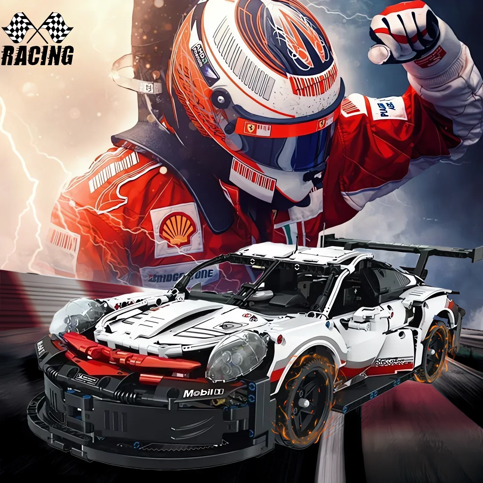 

1580+Pcs Classic Racing Sports Car Building Block Toys Educational DIY Racing Blocks Stickers Are Random Styles Christmas Girls