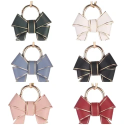 Leather Bow Keychain Bag Decoration Solid Color Sparkling Glitter Bow Pendant For Women Girls