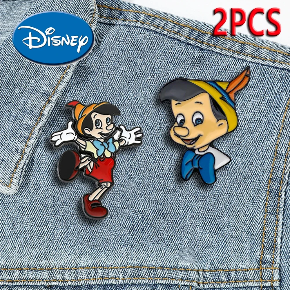 Disney Pinocchio Cartoon Character Brooch Creative Enamel Pins School Bags Apparel Metal Accessories Jewelry Fashion Badges Gift