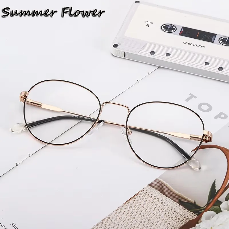 

Prescription Glasses Women Round Eyeglasses Frame Myopia Reading Spring Hinge Eyewear for Progressive Glass Spectacles