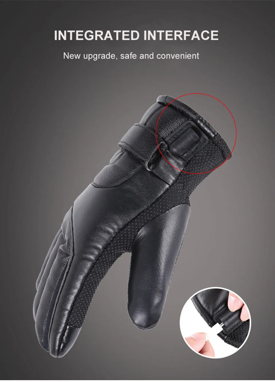 GTUBIKE Winter-Elektro-Heizhandschuhe für Outdoor-Radfahren, wasserdicht, rutschfest, verdickt, für Damen und Herren, mit Touchscreen-Funktion, aus Lammfell. – Detail 3
