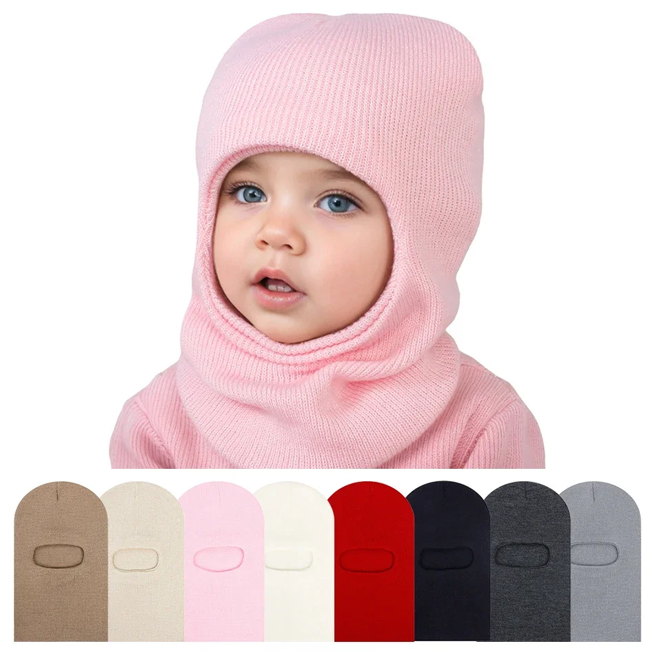 

Baby Knitted Hat Winter Warm Solid Color Beanie Infant Cap Soft Cozy Pullover Hat for Kids Autumn Clothing