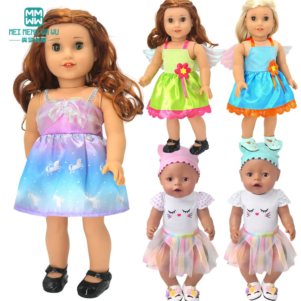 Newborn doll clothes fit 43-45cm American doll fashion tulle skirt dress bodysuit girl gift