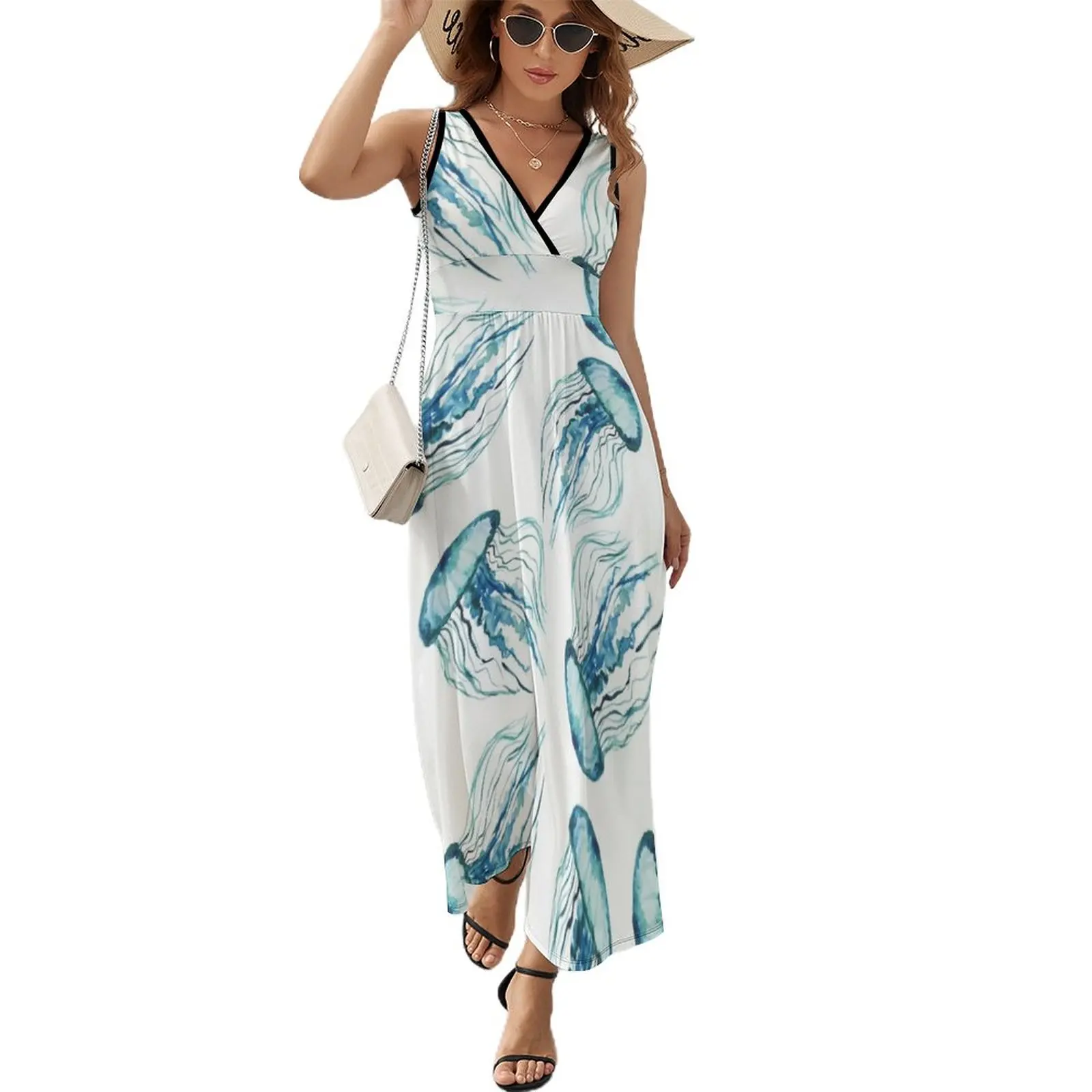 

Watercolor Jellyfish Sleeveless Dress loose summer dress women clothing 2024 new arrivals