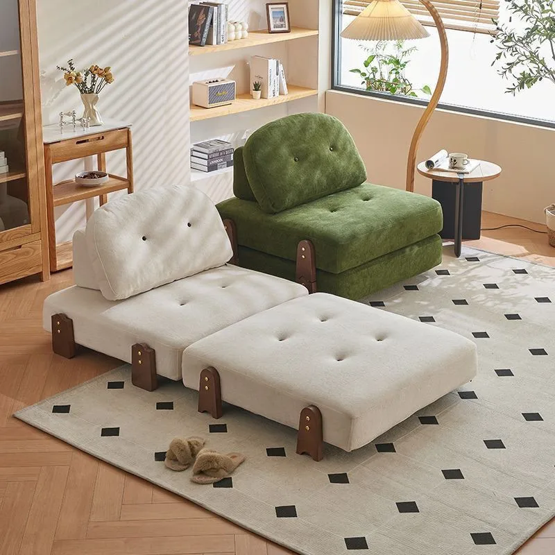 Cream tofu block sofa single minimalist technology cloth square module double combination small apartment floor lazy chair
