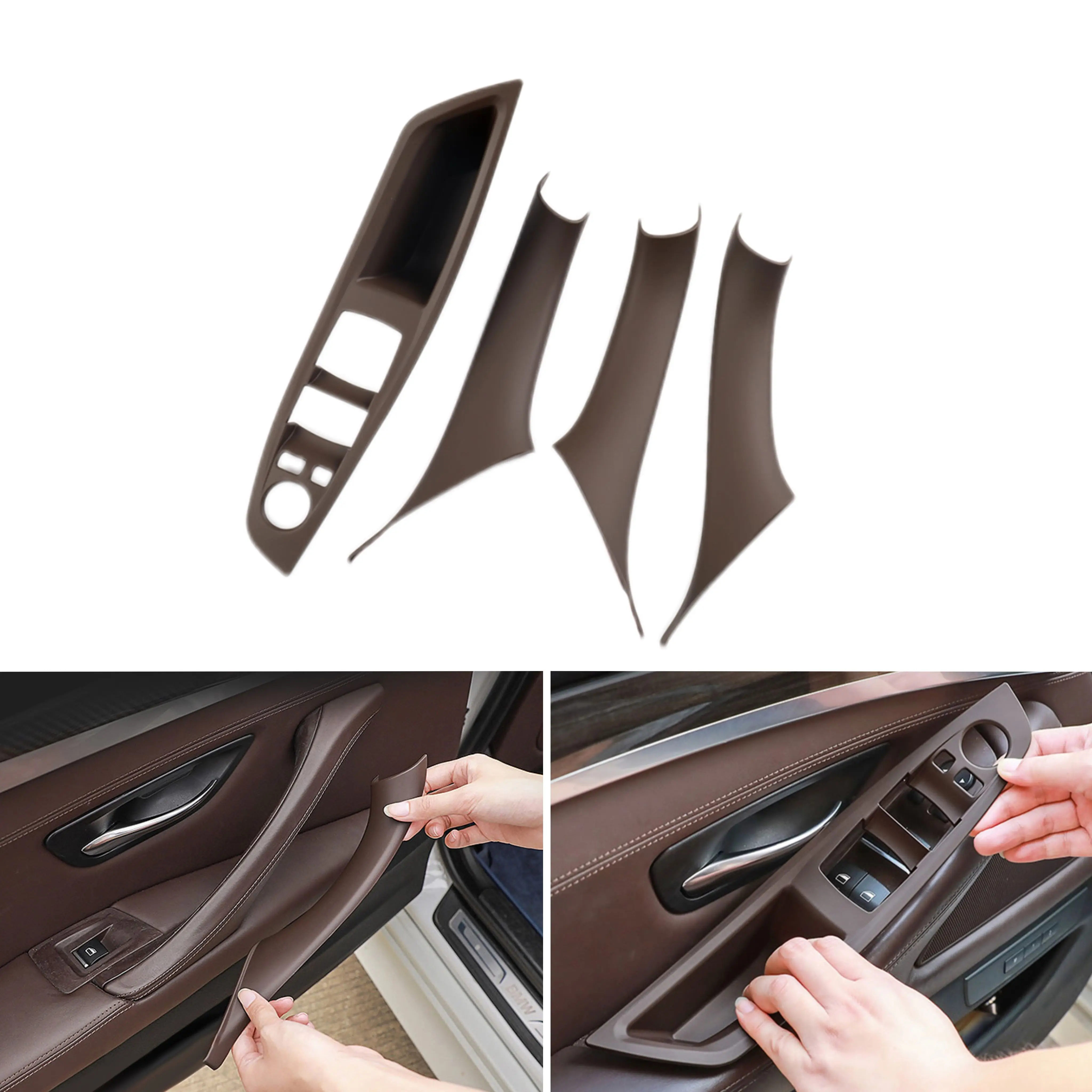 Car Styling Door Handle Cover For BMW Series5 F10 F11 F18 11-17 LHD Auto Indoor Handle Trim Armrest Protect Stickers Accessories