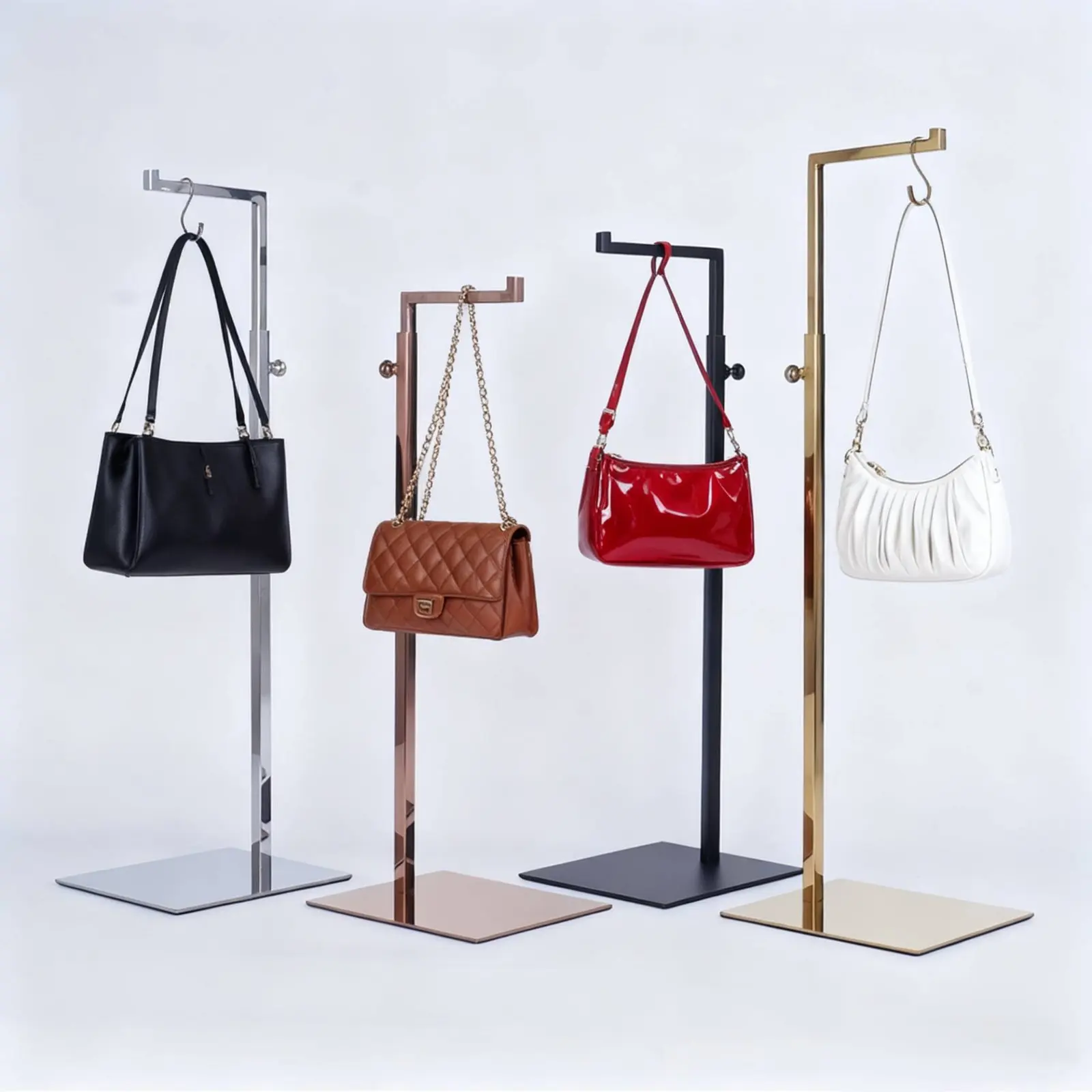 

Handbag Display Stand Minimalist Design Purse Display Stand Stainless Steel Purse Rack Easy Assembly Countertop Bag Rack