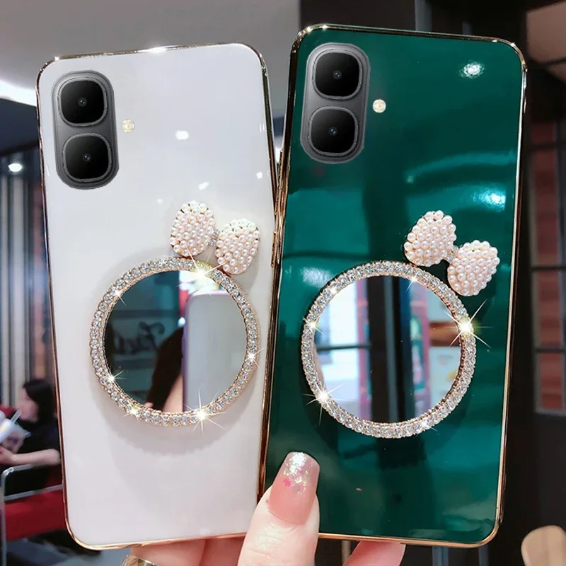 

Case For Tecno Pop 10 Spark Go 2 Mirror Luxury Plating Magnetic Stand Glitter Case For Tecno Spark Go 2 Pop 10 Soft Cover