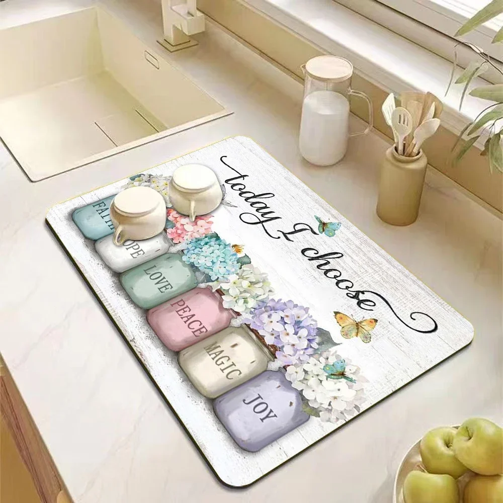 Today I Choose Sunflowers Coffee Mat Absorbent Dish Drying Mat For Kitchen Counter Rubber Backed Coffee Bar Fit Under Espresso