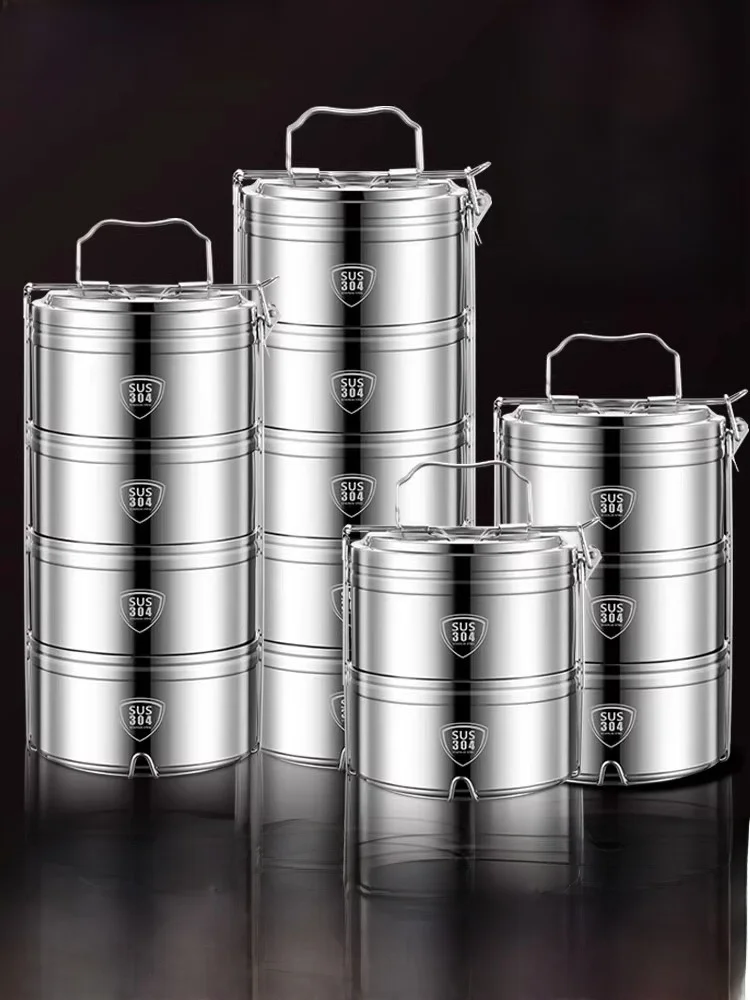 

Large Capaci Stainl Steel Multi-layer Portable Lunch Box with Insulation And Partition Features for Office Workers