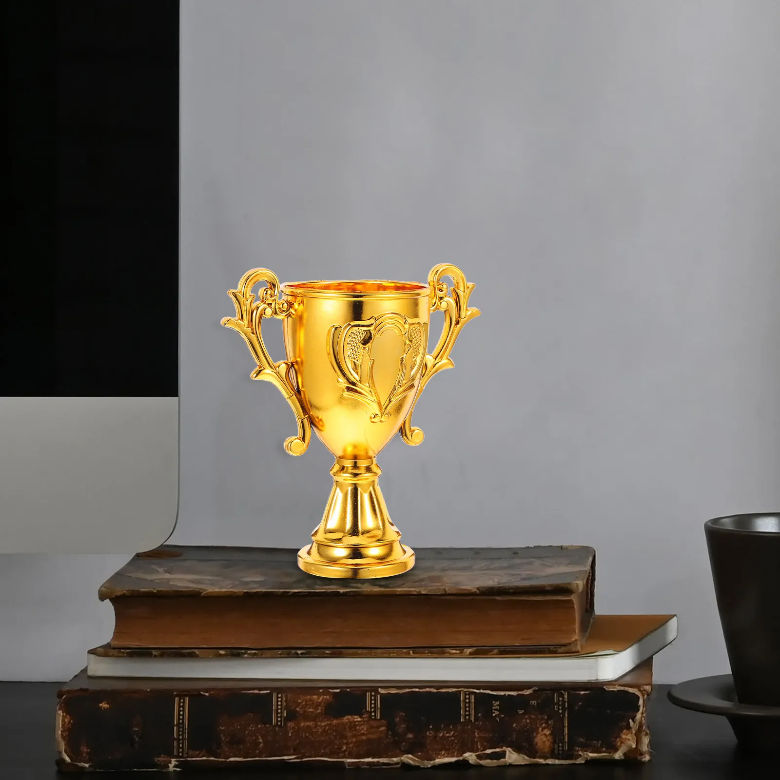 12Pcs Trophy Shape Award Box Gold Electroplated Celebration Prize Cup Small Trophy for Competitions Party Game Favors